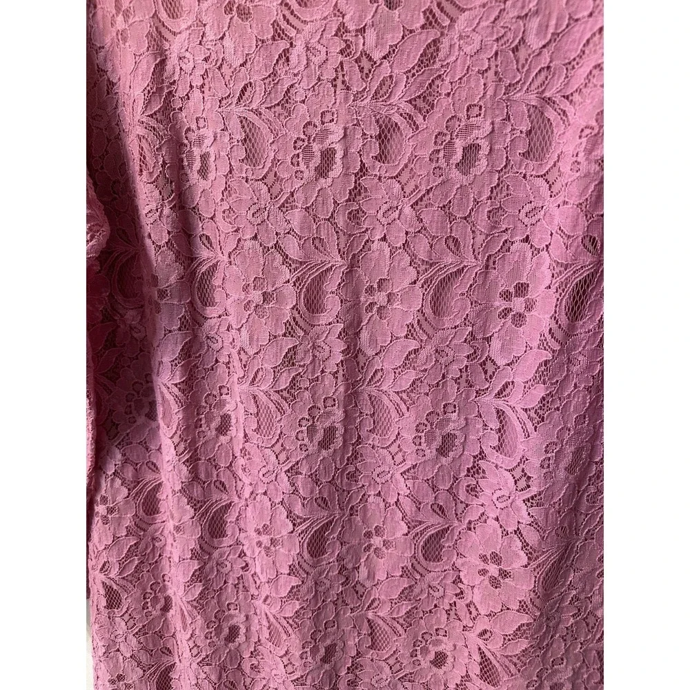 Jessica London Womens 16 Dress Pink Lace Shift Long Sleeve Keyhole Evening Party